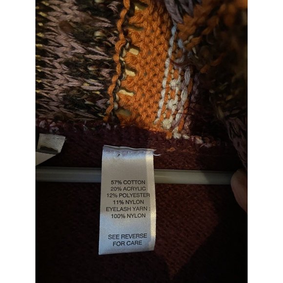 BKE womens small sweater cardigan open front curved hem boho romantic fringe - Picture 3 of 3